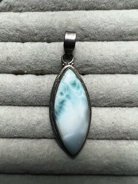 Sterling Silver Larimar Marquise Pendant -
